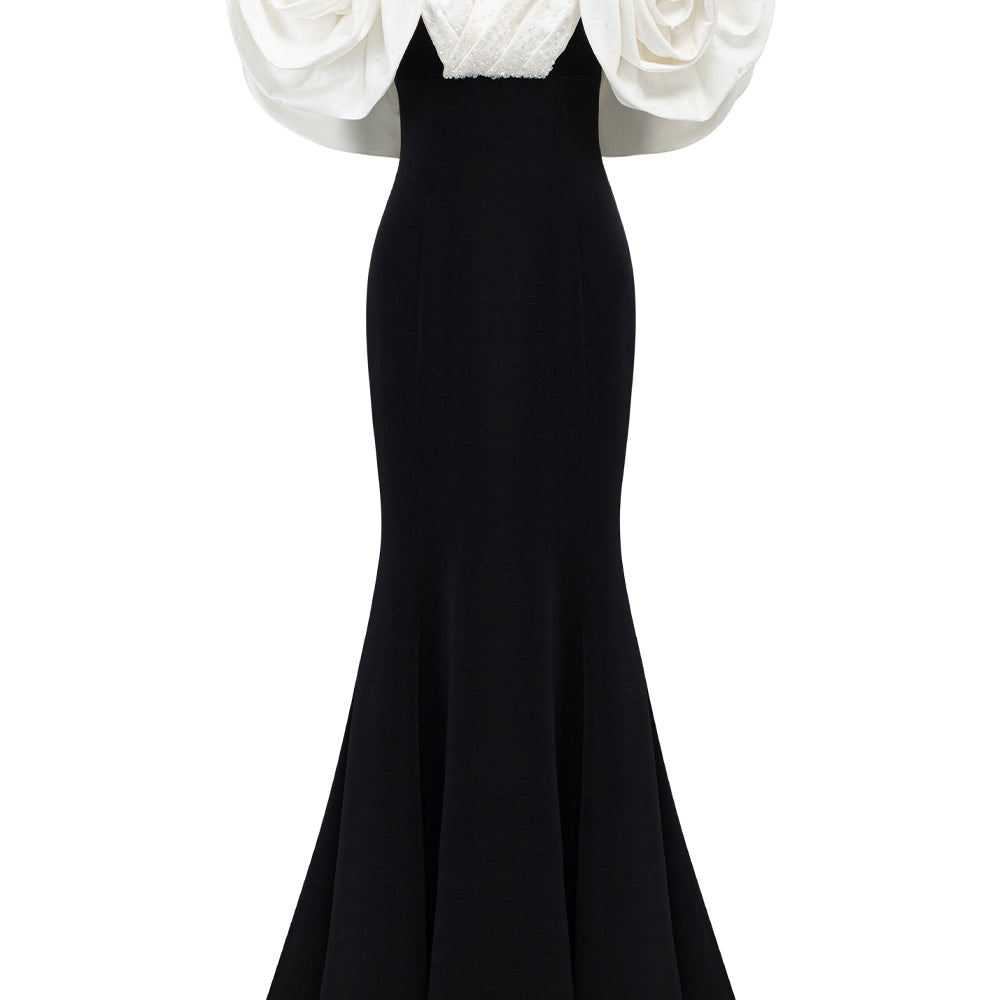 Isla Mermaid Floral Crepe Floor Length Dress