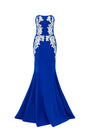 Brooke Mermaid Straight Across Neck Crepe Floor Length Dress