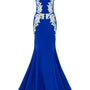 Brooke Mermaid Straight Across Neck Crepe Floor Length Dress