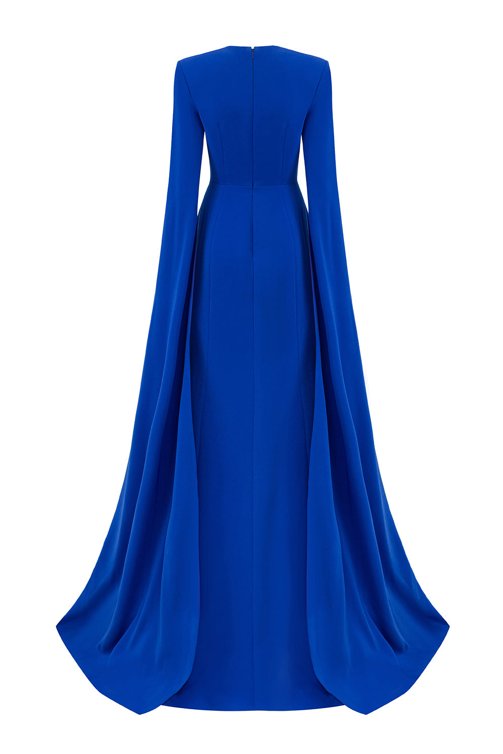 Ashlynn Mermaid Hanging Sleeved Silk Crepe Extra Long Length Dress