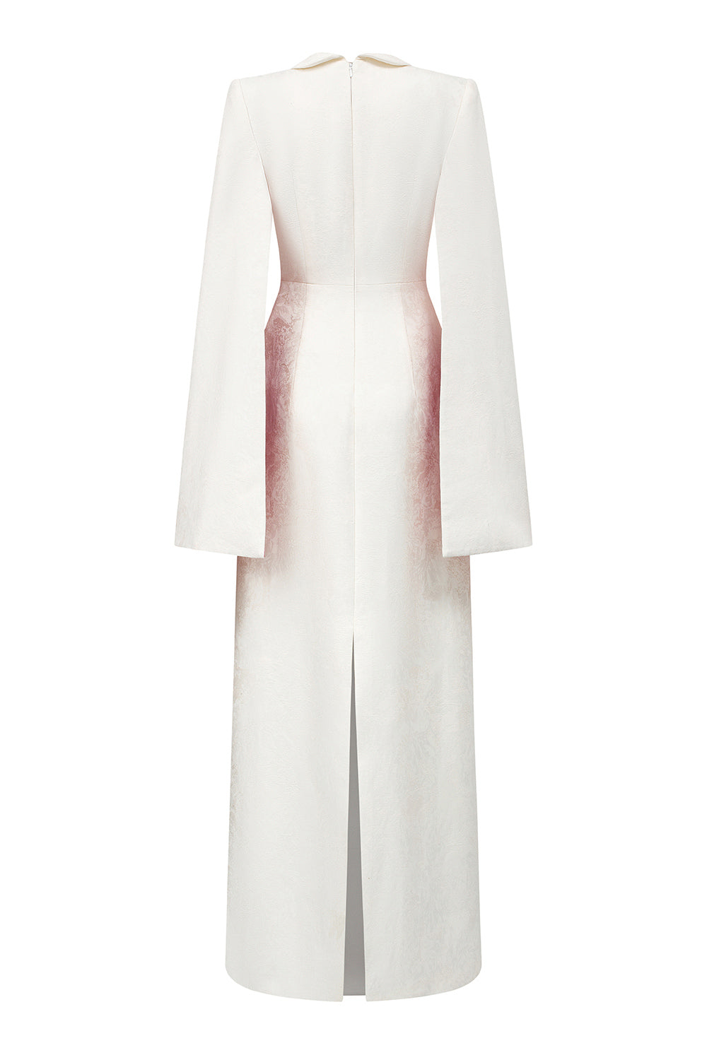 Abigail A-line Cape Sleeved Brocade Silk Floor Length Dress