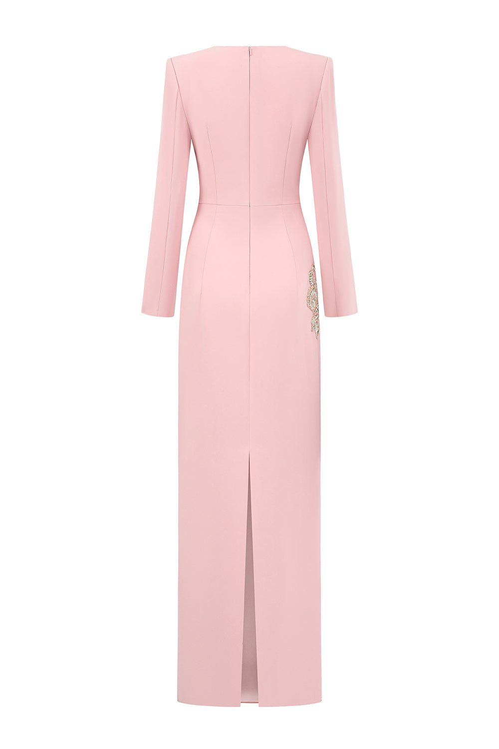 Cheyenne Sheath Queen Anne Neck Crepe Floor Length Dress