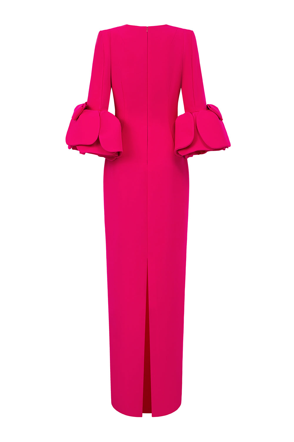 Maisie Sheath Flute Sleeved Crepe Floor Length Dress