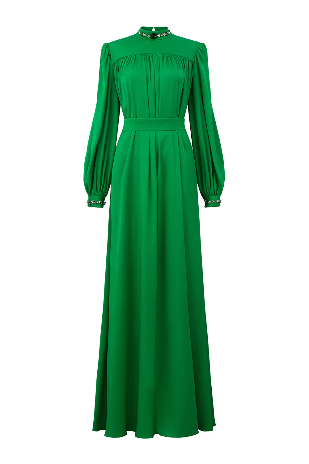 Yareli Flared Gathered Silk Floor Length Dress