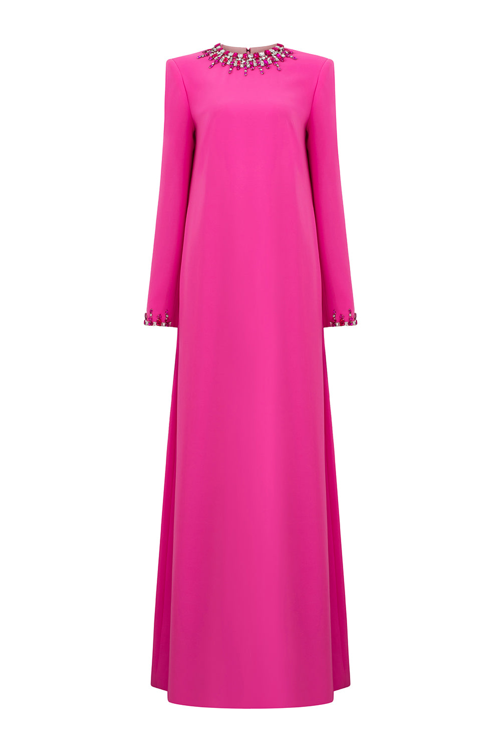 Salma Straight Stone Crepe Floor Length Dress
