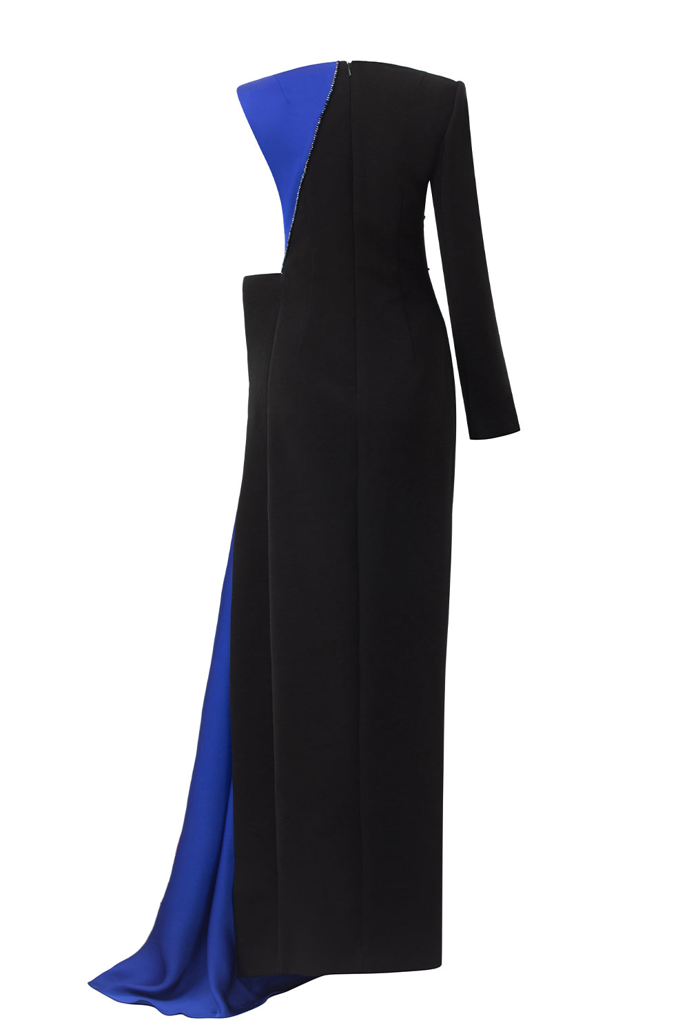 Bailey Asymmetric Extended Flap Silk Crepe Floor Length Dress