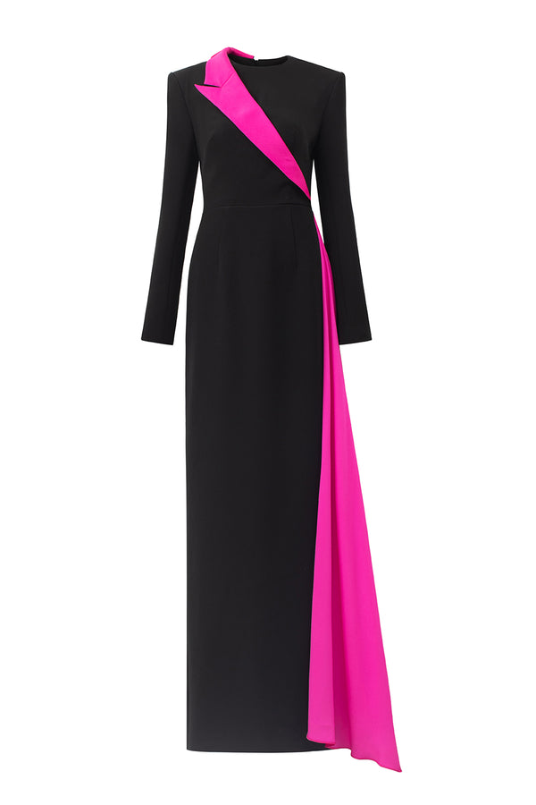 Jazmine Sheath Extended Flap Silk Crepe Floor Length Dress