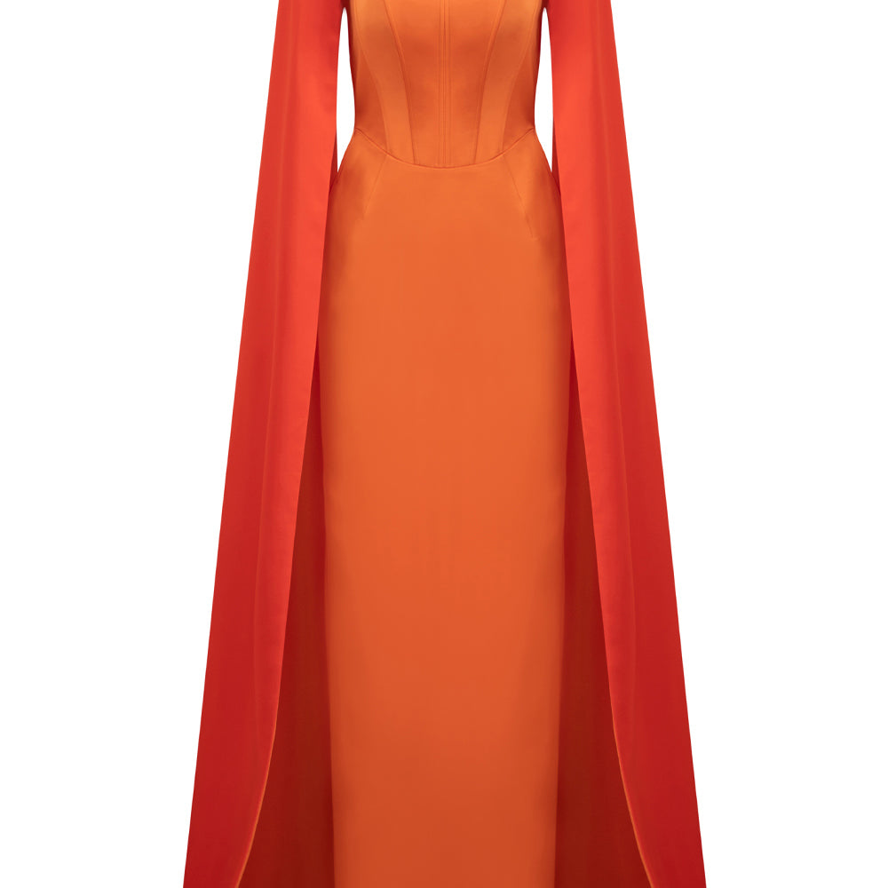 Elina Cape Corset Silk Floor Length Set