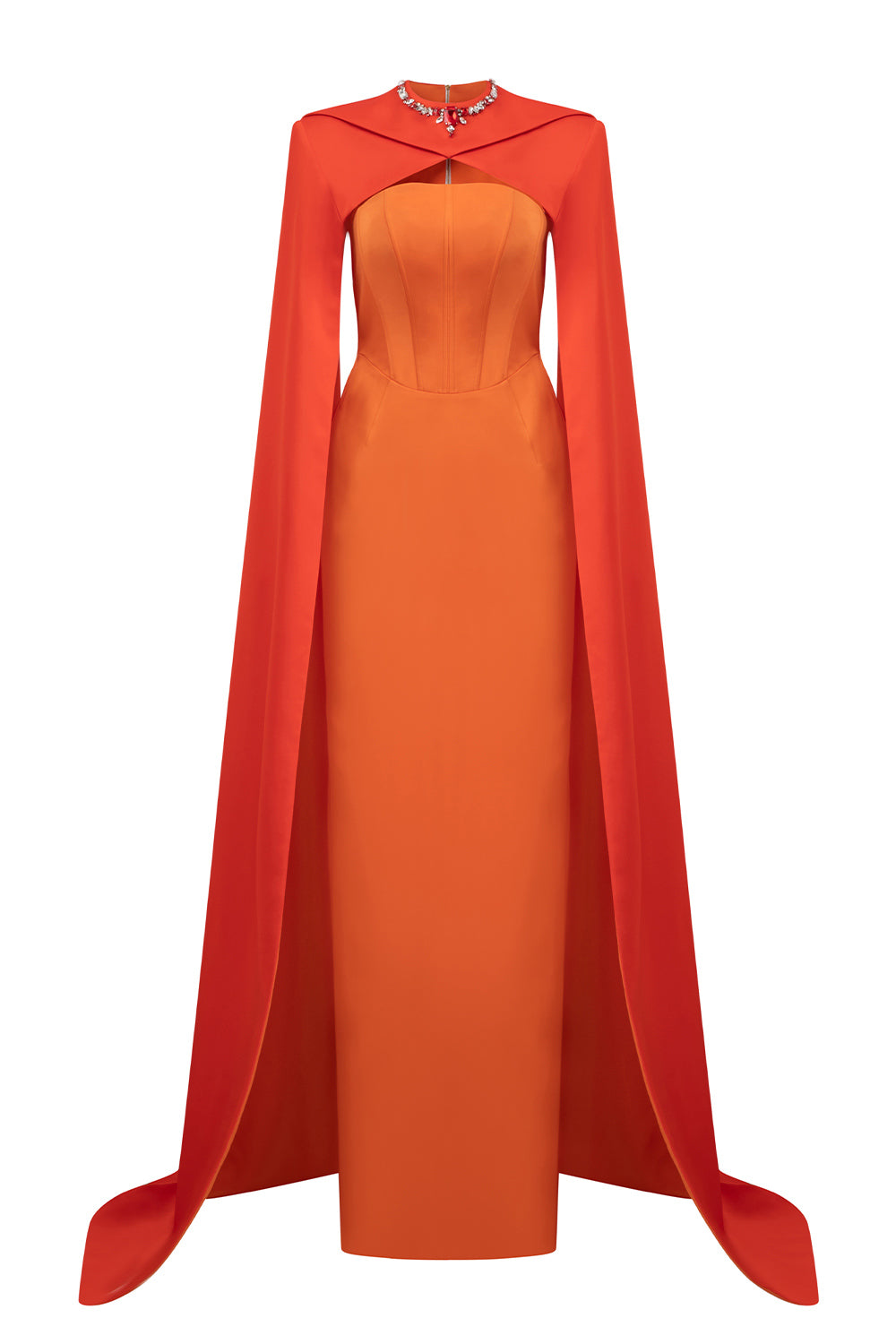 Elina Cape Corset Silk Floor Length Set