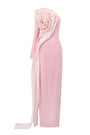 Micah Sheath Flower Applique Silk Crepe Floor Length Dress