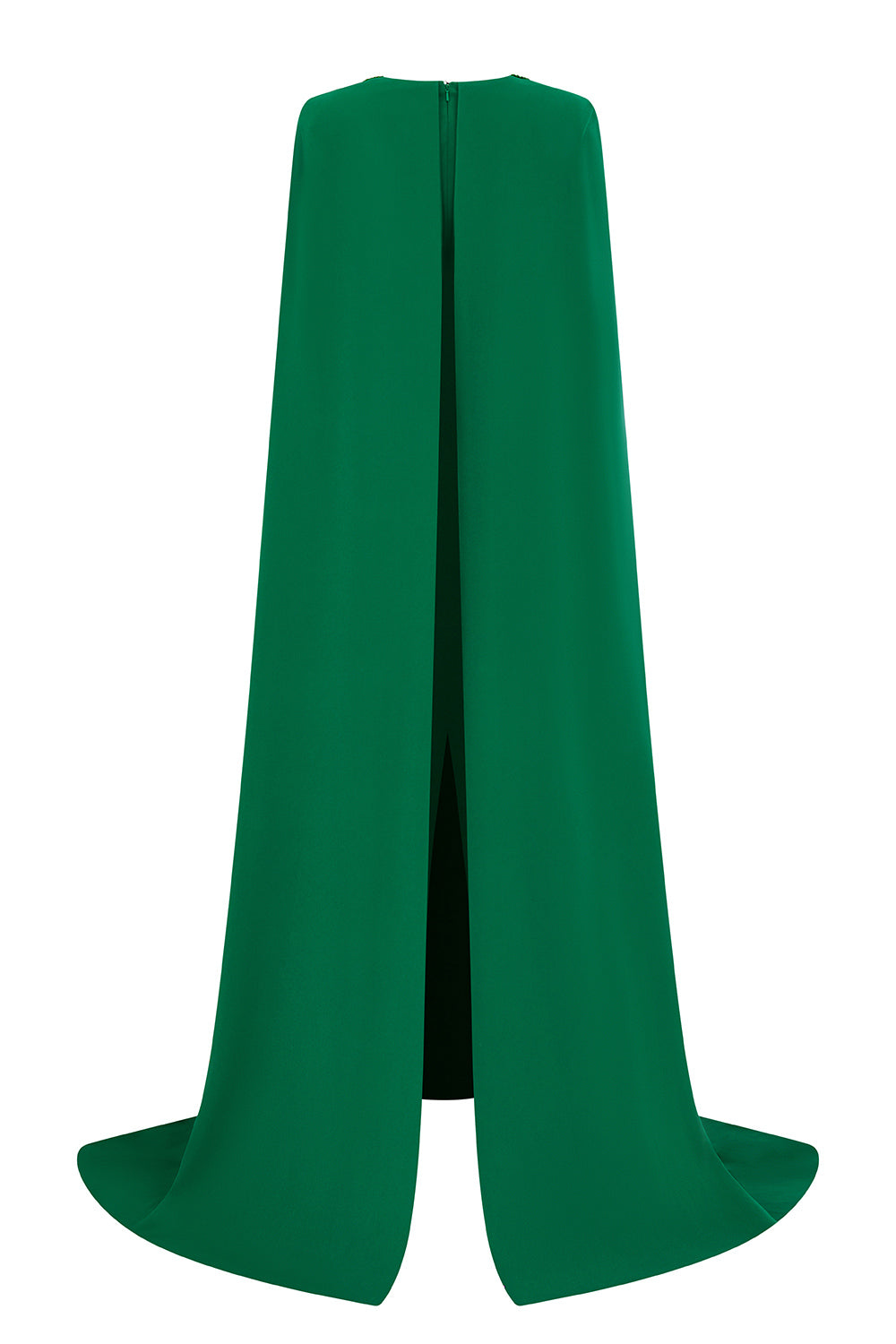 Samara Sheath Cape Sleeved Crepe Floor Length Dress