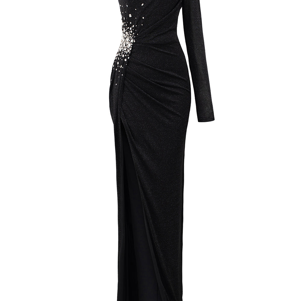 Adelyn Slit Asymmetric Jersey Floor Length Dress