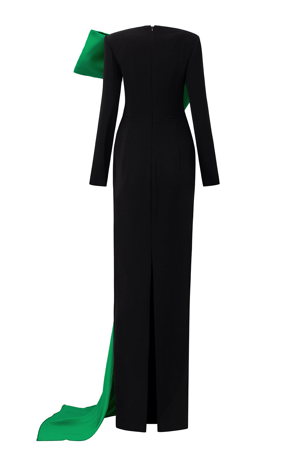 Khloe Sheath Bow Silk Crepe Floor Length Dress