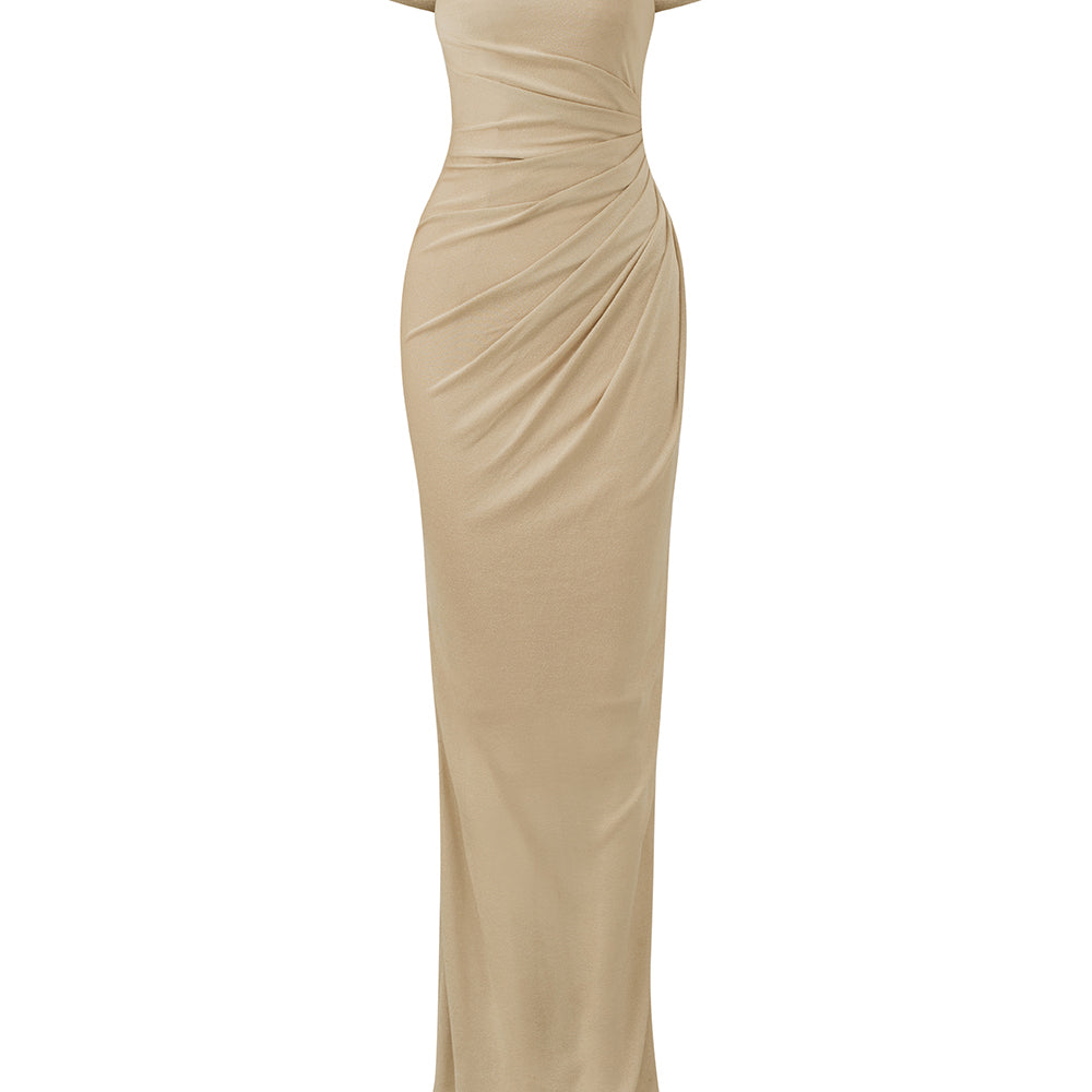 Hazel Bodycon Draped Jersey Floor Length Dress