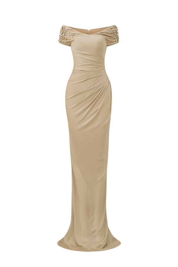 Hazel Bodycon Draped Jersey Floor Length Dress