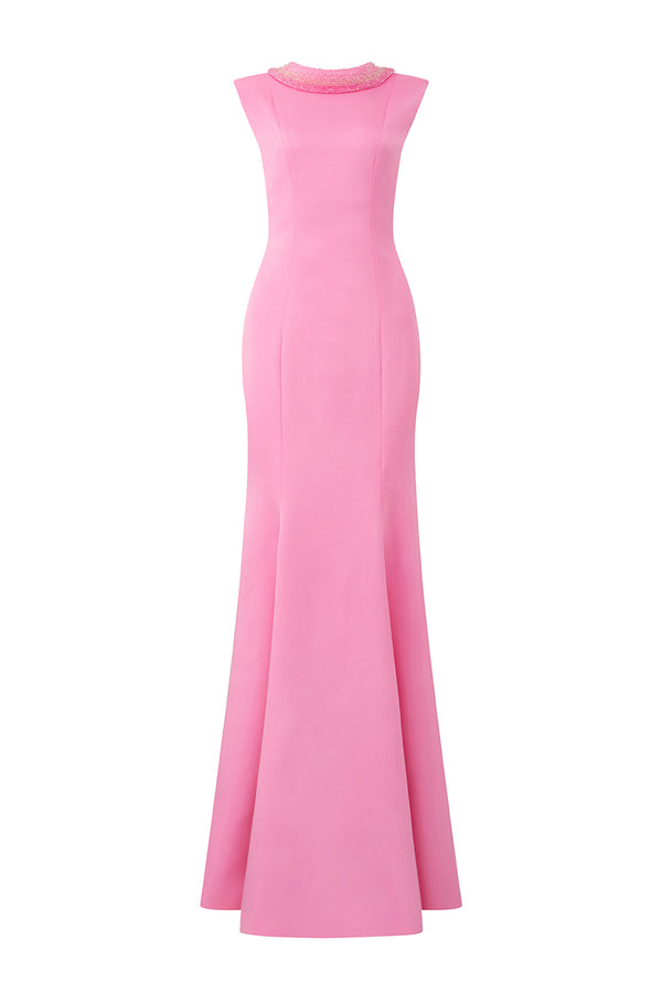 Parker Mermaid Mock Neck Silk Floor Length Dress