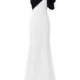 Annie Trumpet One Shoulder Organza Crepe Floor Length Dress
