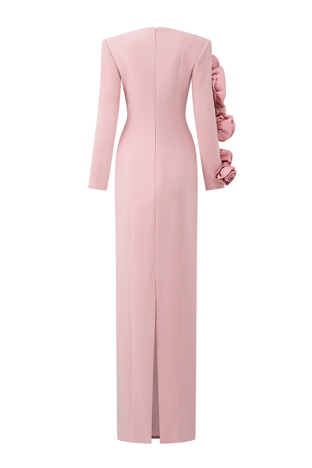 Laurel Sheath Flower Applique Silk Crepe Floor Length Dress