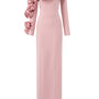 Laurel Sheath Flower Applique Silk Crepe Floor Length Dress