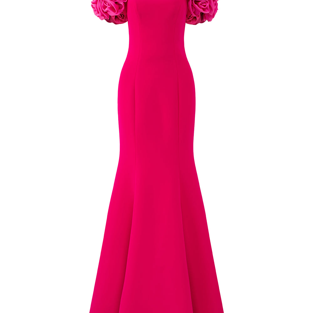 Alani Mermaid Square Neck Silk Crepe Floor Length Dress