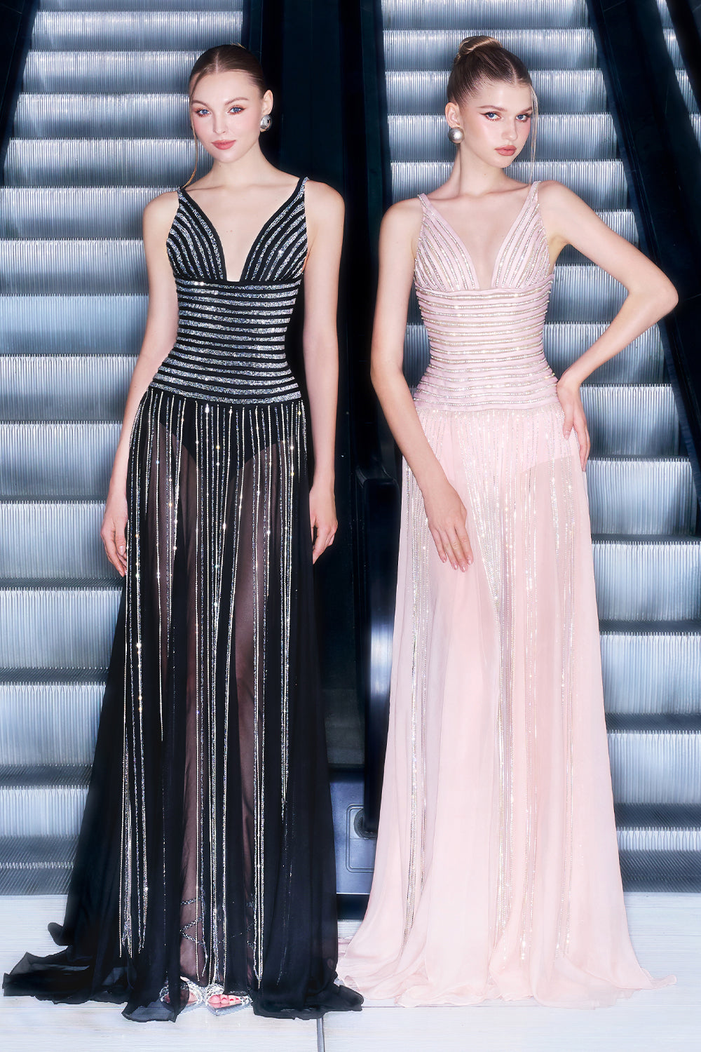 Avielle Sheath V-Neck Chiffon Floor Length Dress