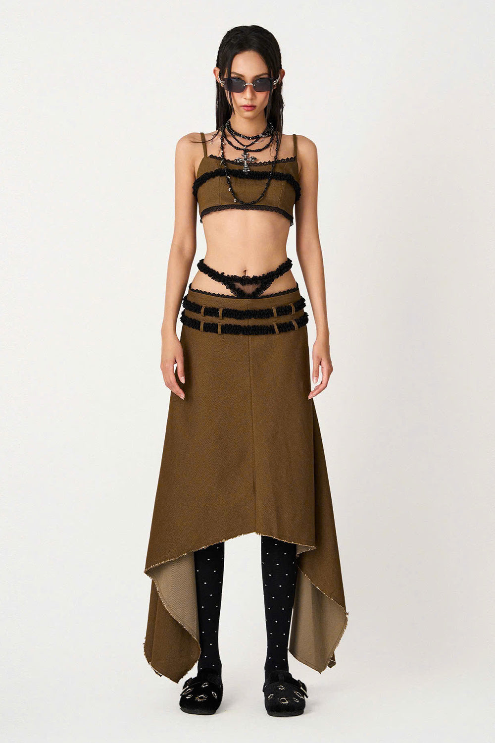 Lucia Cropped Sleeveless Khaki Top