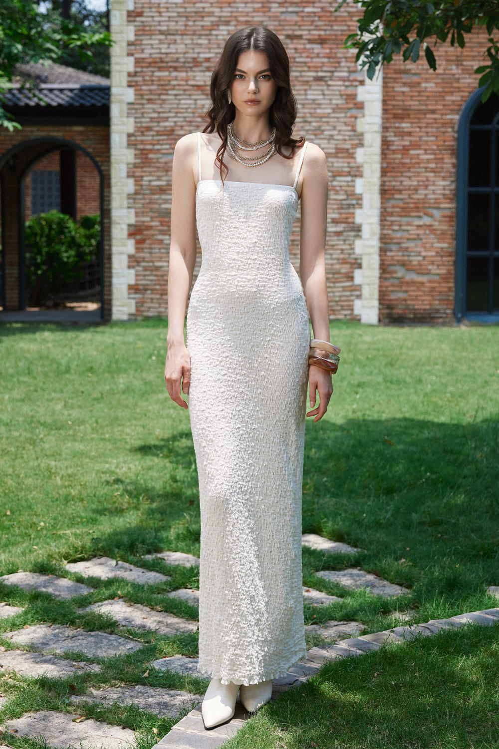 Sugar Sheath Square Neck Ribbed Spandex Maxi Dress