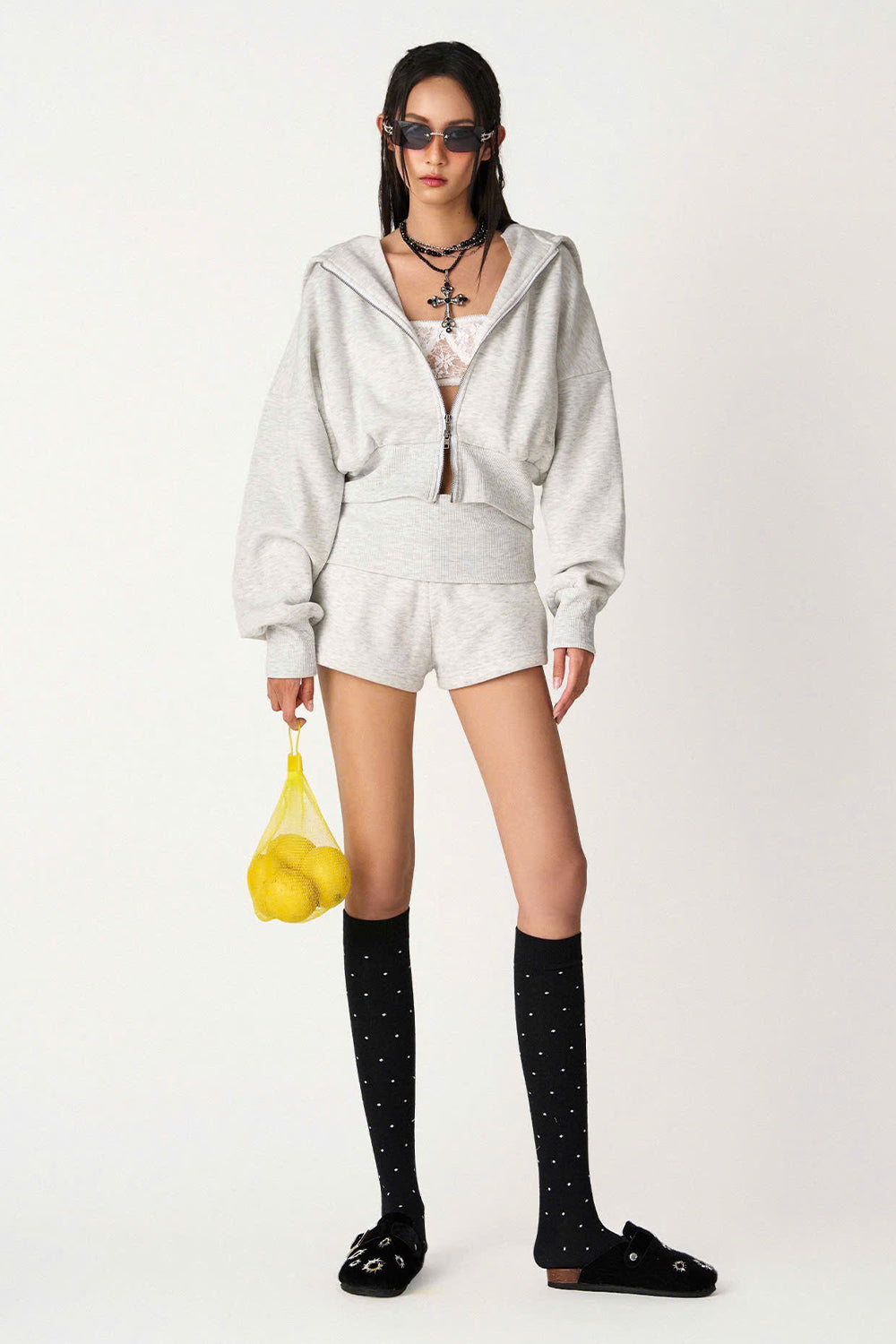 Kaylee Drop Waist Slim Leg Fleece Extra Short Length Shorts