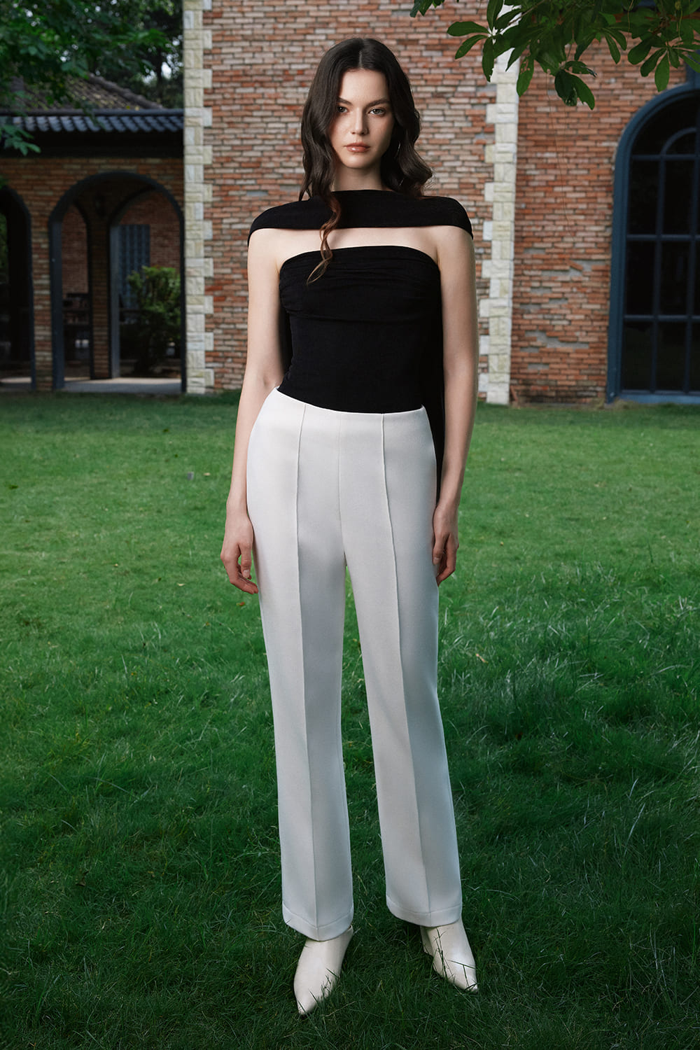 Fancy Straight Ribbed Cotton Ankle Length Pants