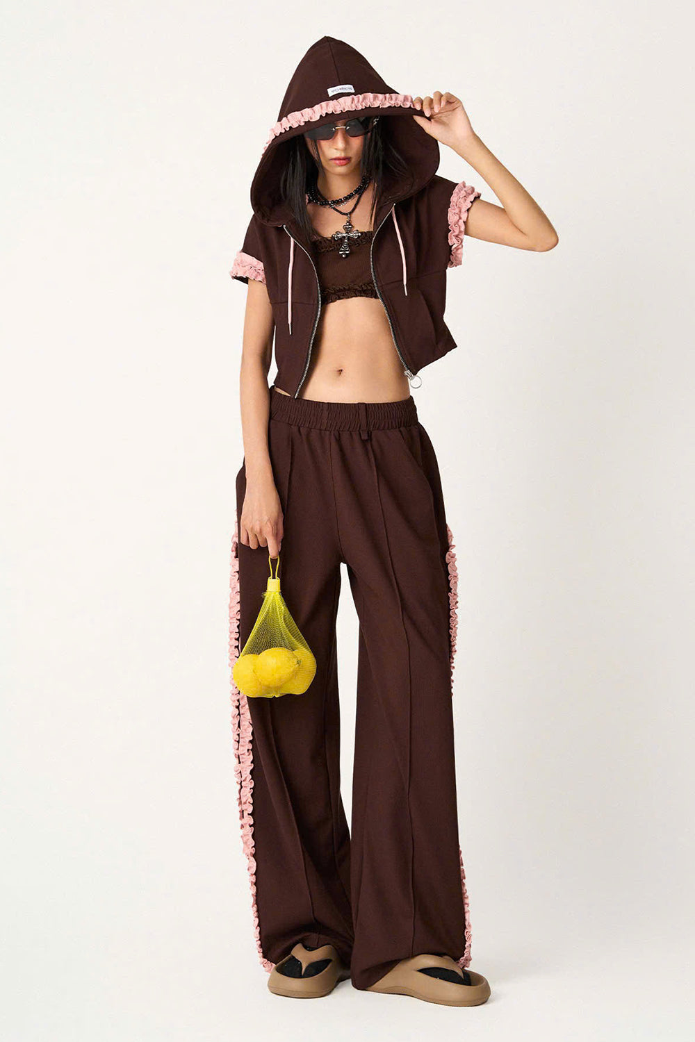 Brad Bodycon Gathered Rib Knit Crop Top