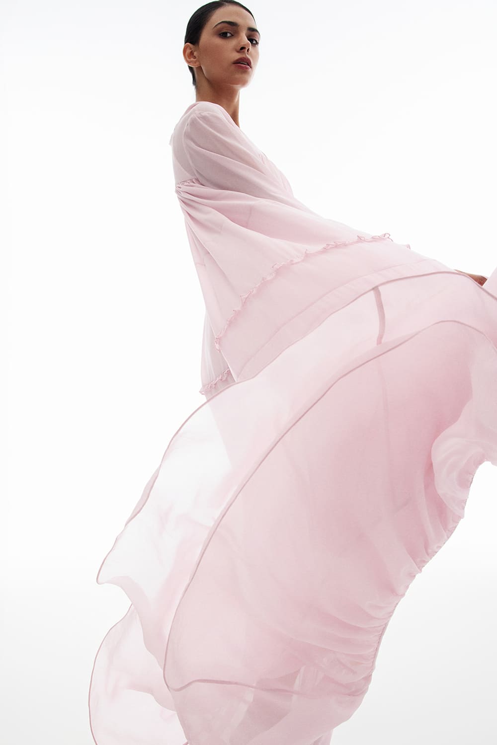 Renata A-line Ruffle Trim Chiffon Maxi Dress