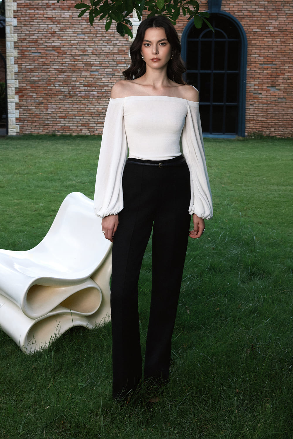 Tiny Bodycon Bishop Sleeved Cotton Spandex Top