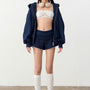 Cupid Drop Waist Wide Leg Fleece Extra Short Length Shorts