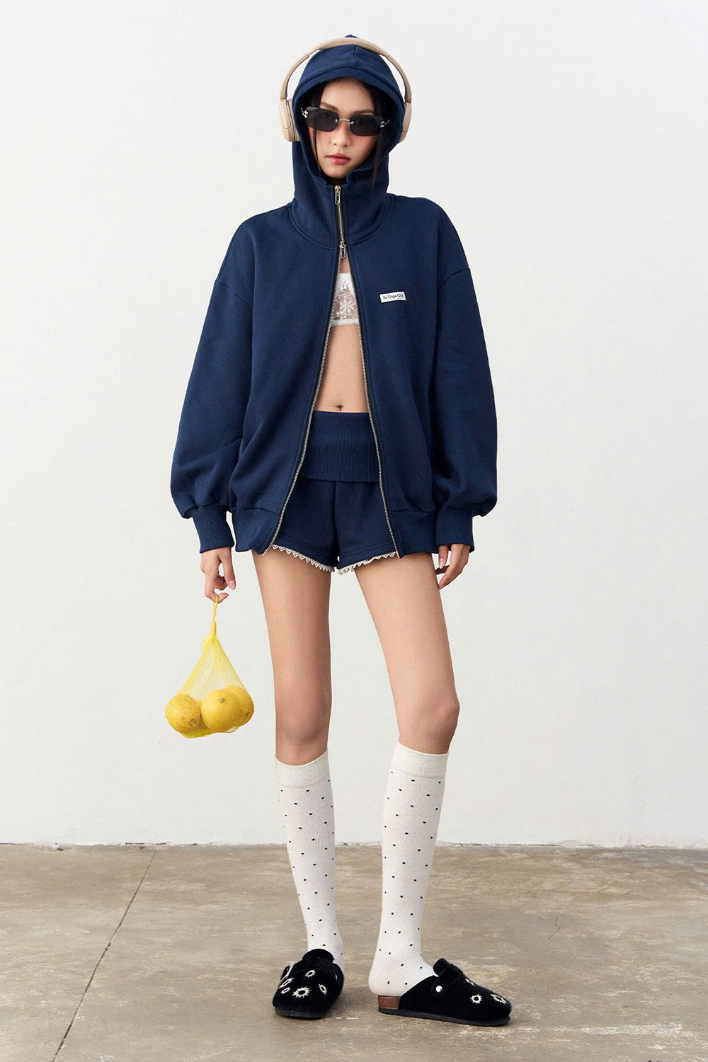 Cupid Drop Waist Wide Leg Fleece Extra Short Length Shorts