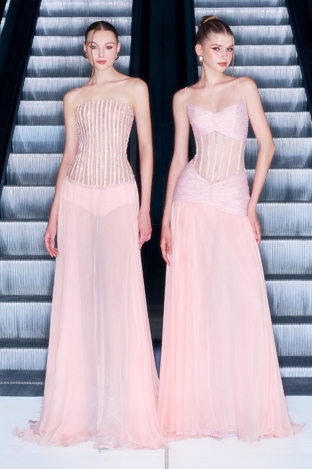 Zyvelle Sheath See-Through Chiffon Floor Length Dress