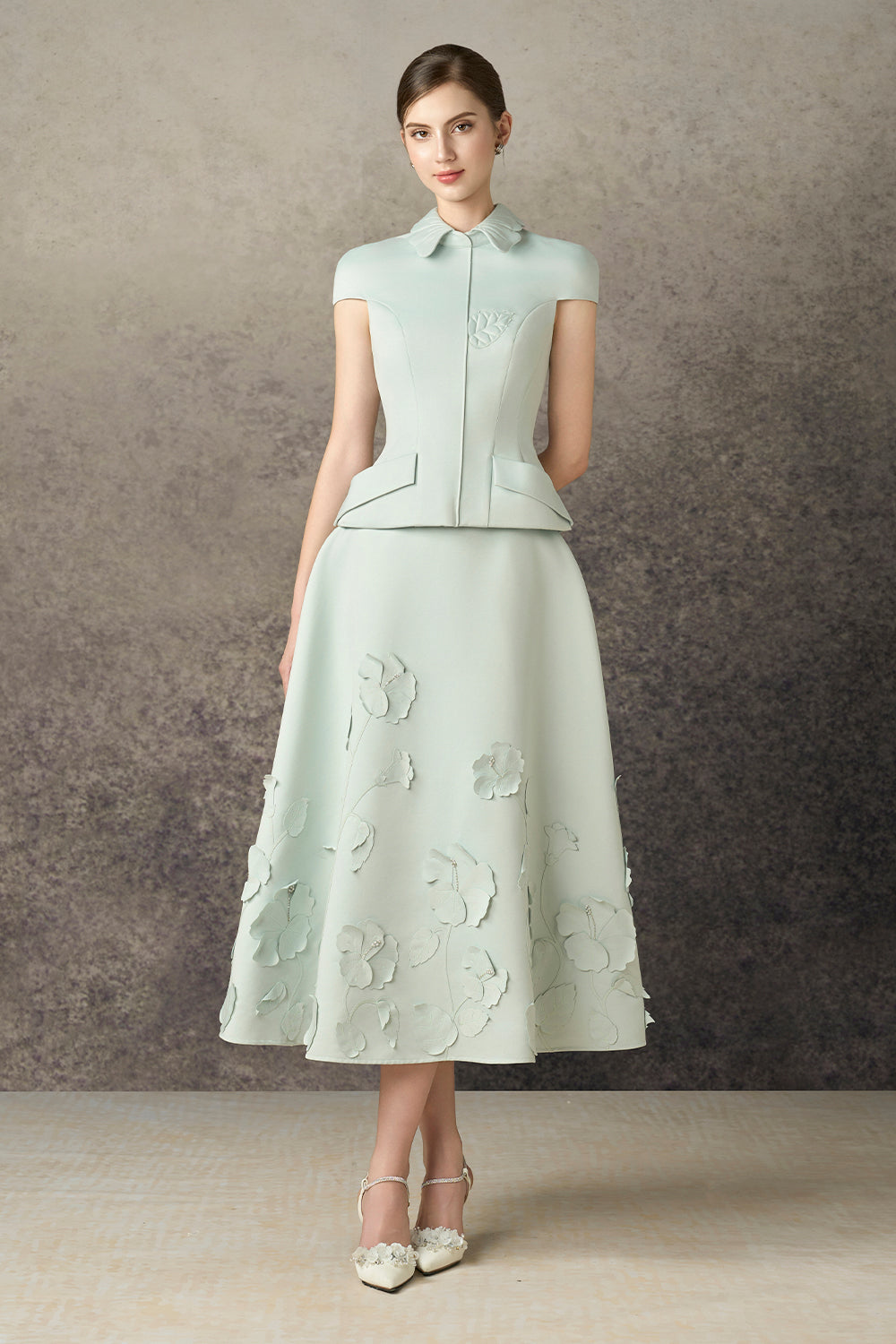 Nyra Peplum Cap Sleeved Taffeta Top