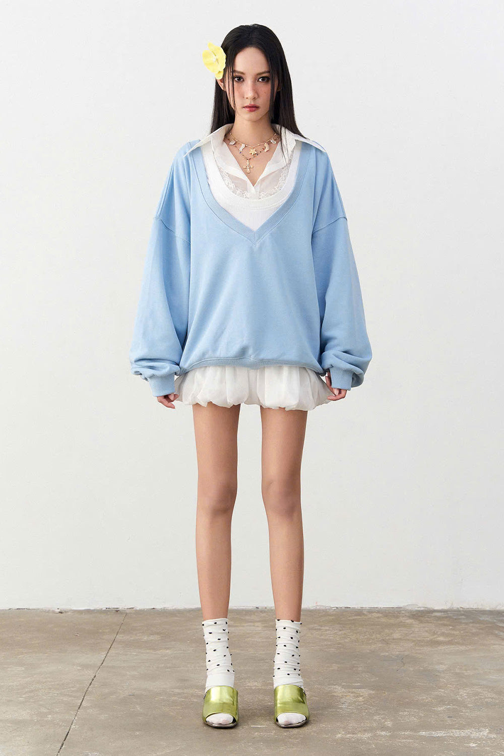 Pazazi Straight Drop Shoulder Fleece Top