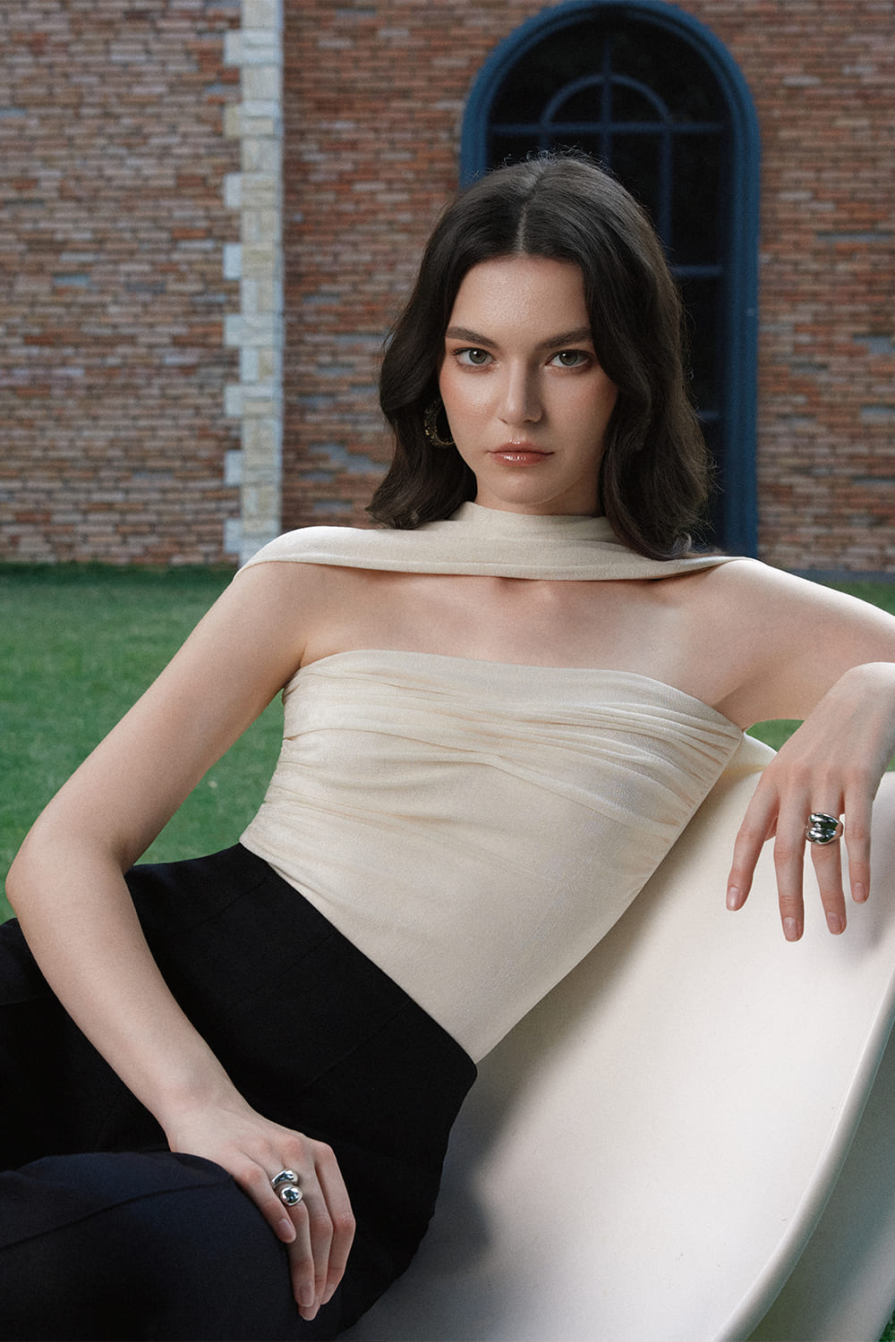 Molly Bodycon Cape Shoulder Cotton Spandex Top