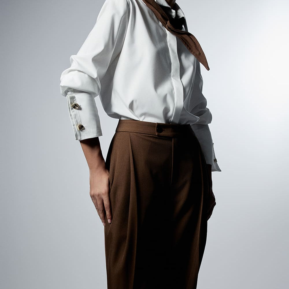 Gina Straight Ribbed Twill Ankle Length Pants
