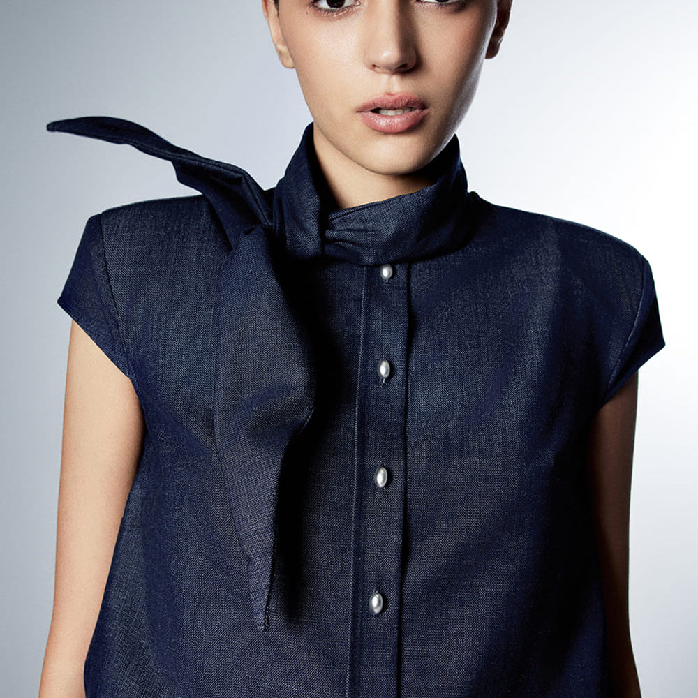 Rogue Straight Cap Sleeved Denim Top