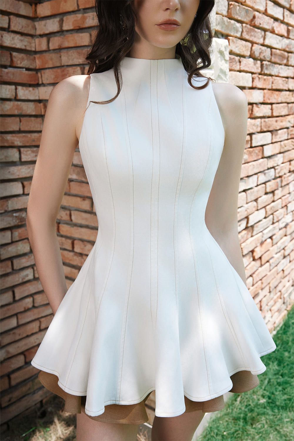 Denidr Peplum Sleeveless Denim Mini Dress