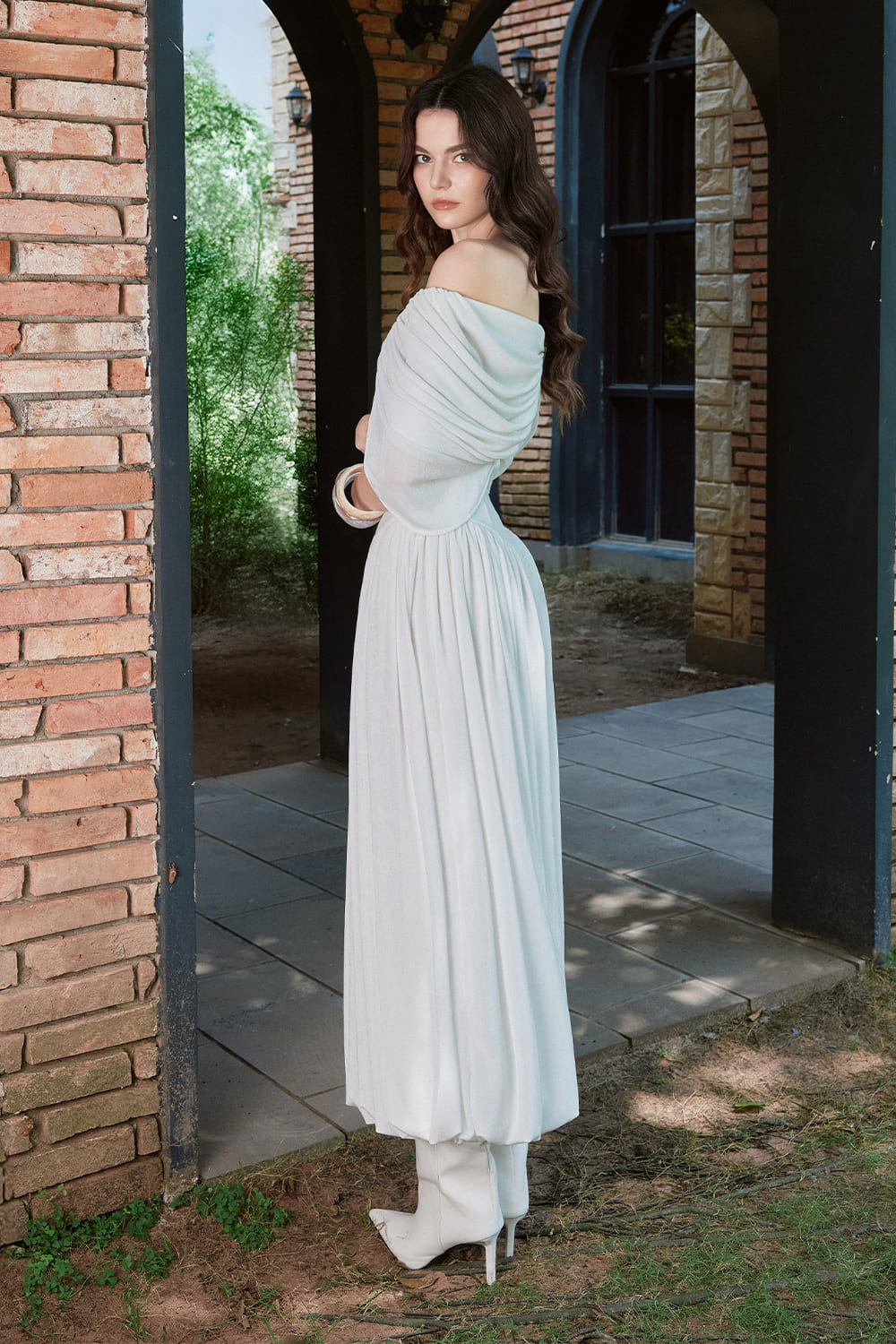 cotton spandex maxi dress Women's Queen Asymmetric Ruffle Layer Cotton Spandex Maxi Dress S/M/L/Customize Black MEAN BLVD