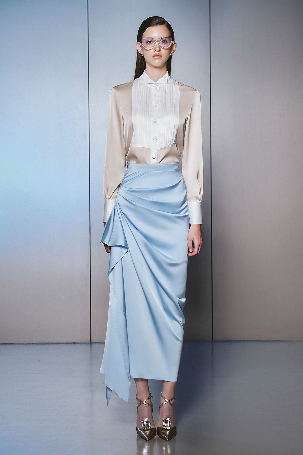 Silven Sarong High Waist Silk Blend Maxi Skirt