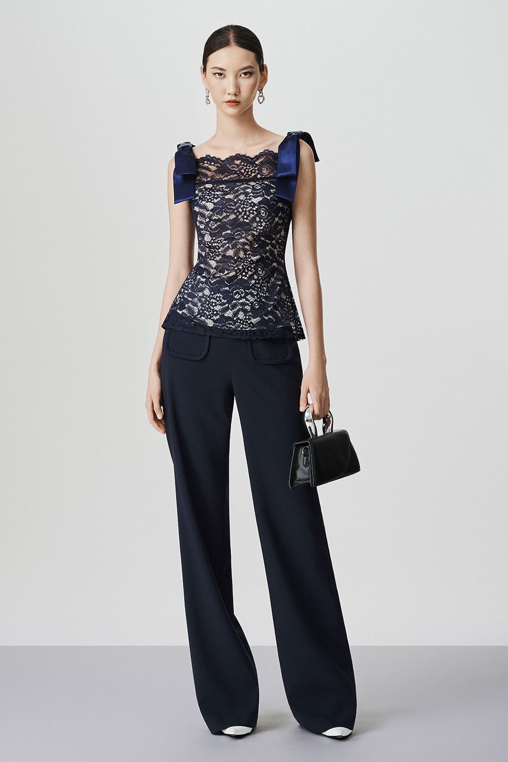 Nellie Peplum Bow Lace Top