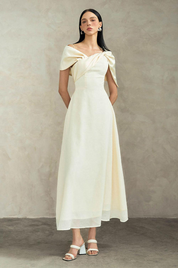 Crystal A-line Twisted Silk Ankle Length Dress