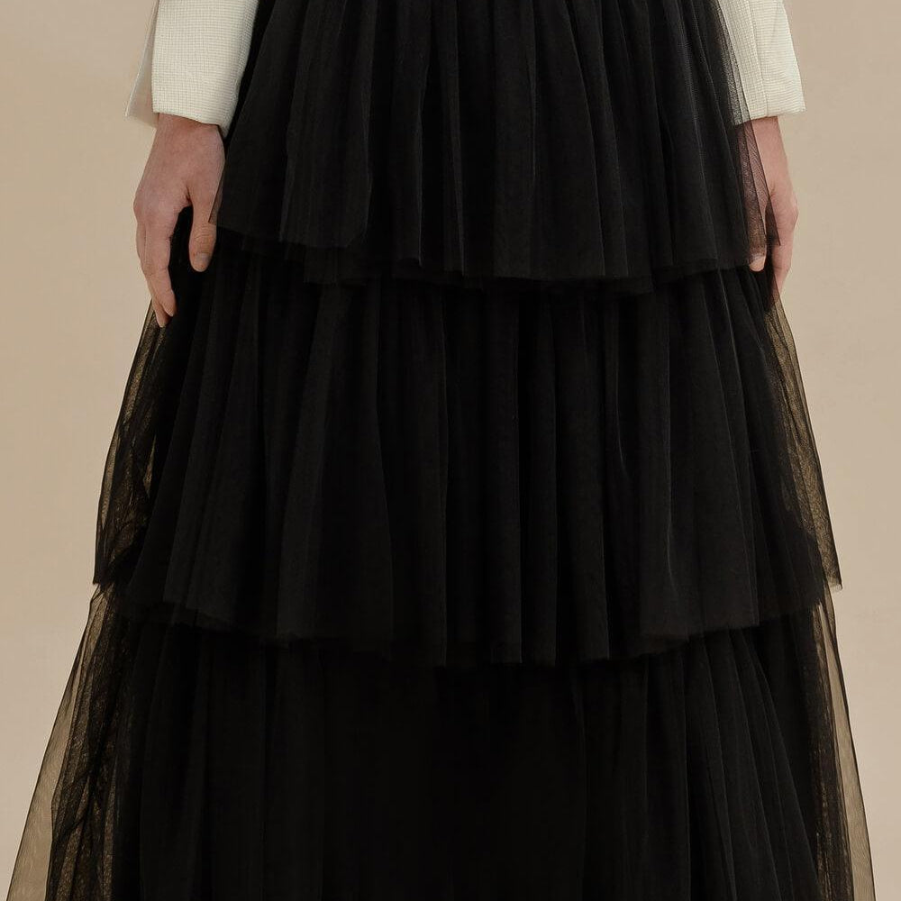 Gwyneth Layered Gathered Tulle Ankle Length Skirt - MEAN BLVD
