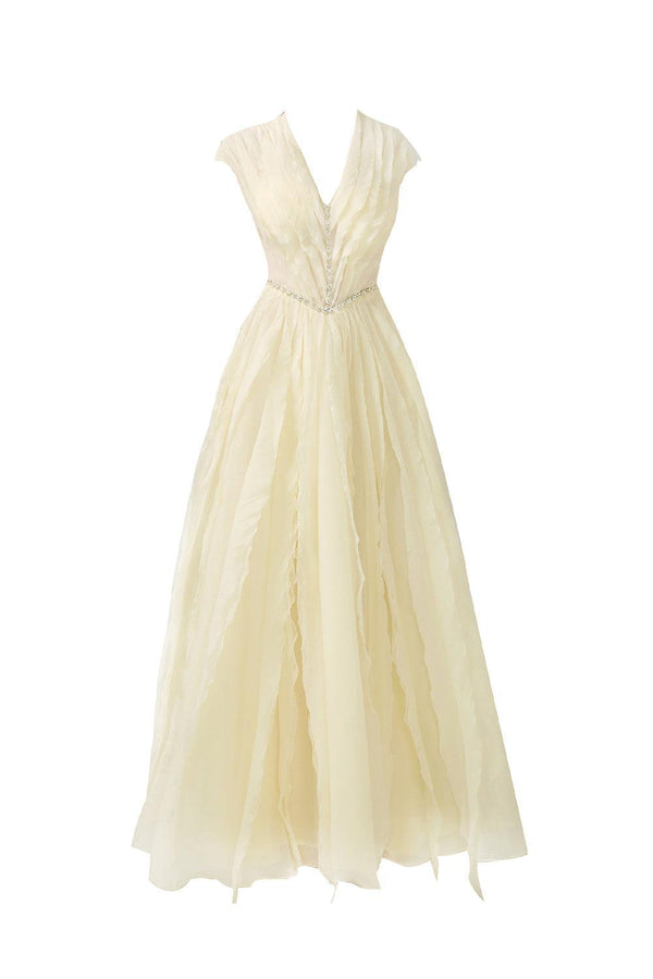 Hadassah Ball Gown V-Neck Organza Floor Length Dress - MEAN BLVD