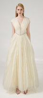 Hadassah Ball Gown V-Neck Organza Floor Length Dress - MEAN BLVD