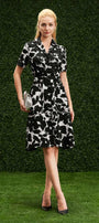 Hadlee Fit and Flare Notch Lapel Poly Silk Midi Dress - MEAN BLVD