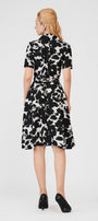 Hadlee Fit and Flare Notch Lapel Poly Silk Midi Dress - MEAN BLVD
